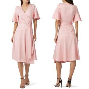 Elliatt Famous‎ Wrap Dress Pink Matte Satin Butterfly Sleeve Wedding Elegant S